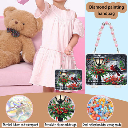 DIY Diamond Painting Bead Storage Handbag Rhinestones Jewelry Case (Cardinal)