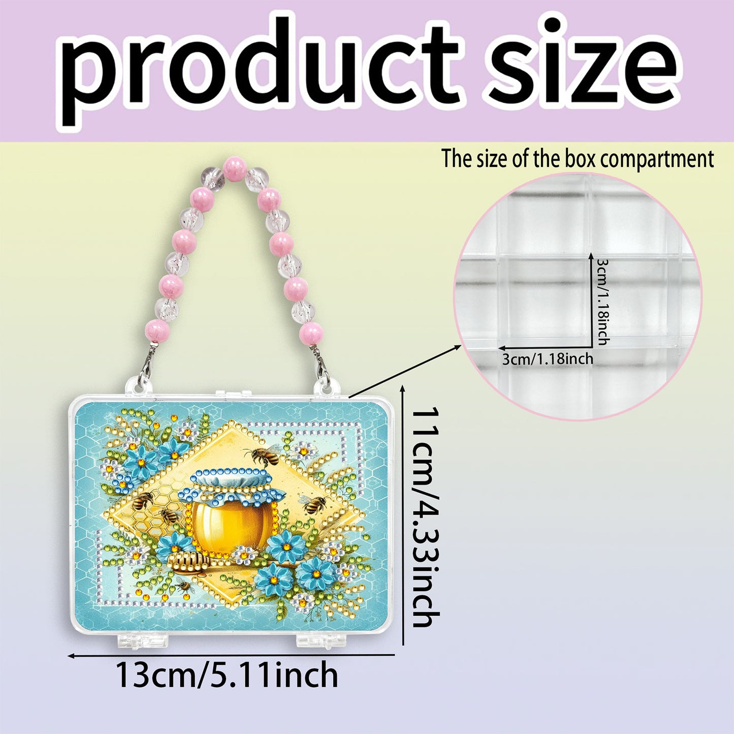 DIY Diamond Painting Bead Storage Handbag Rhinestones Jewelry Case (Honey)