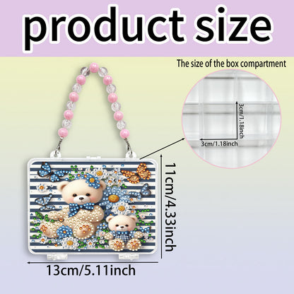 DIY Diamond Painting Bead Storage Handbag Rhinestones Jewelry Case (Bear)