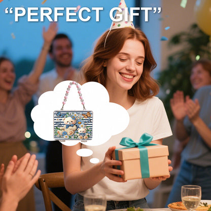 DIY Diamond Painting Bead Storage Handbag Rhinestones Jewelry Case (Bear)