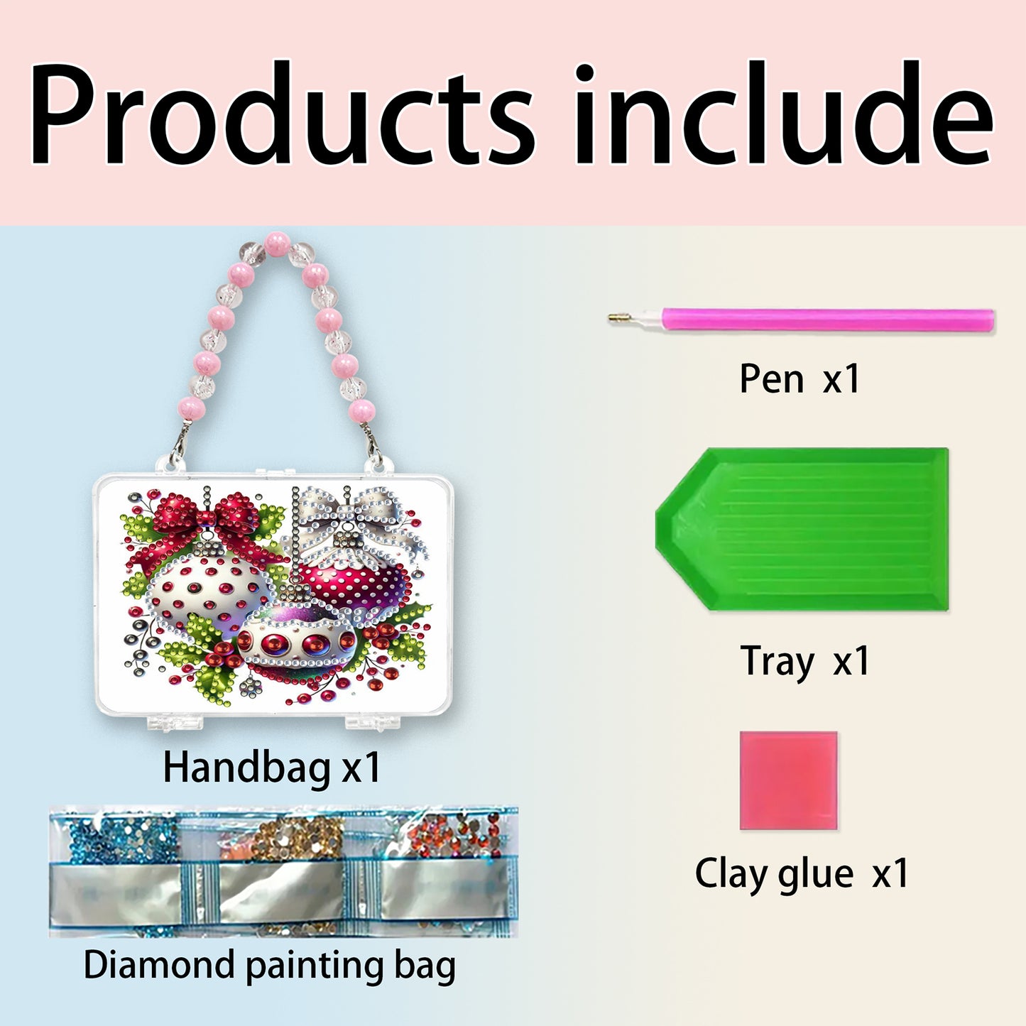 DIY Diamond Painting Bead Storage Handbag Rhinestones Jewelry Case (Globes)