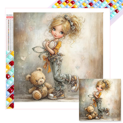 Funny Little Girl - Full Square Drill Diamond Painting 40*40CM