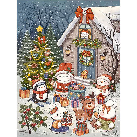 Christmas Eve Bunny - 11CT Stamped Cross Stitch 55*70CM£¨Mona Lisa Brand£©