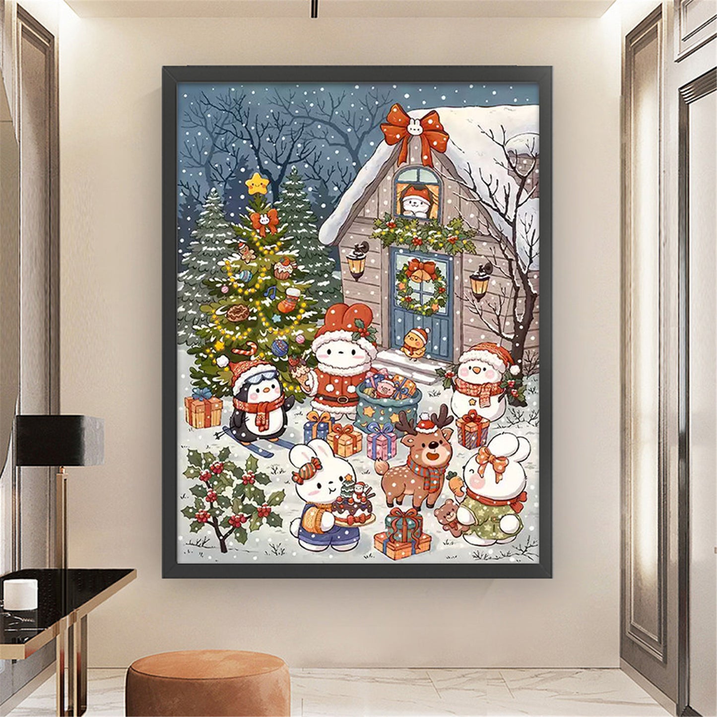 Christmas Eve Bunny - 11CT Stamped Cross Stitch 55*70CM£¨Mona Lisa Brand£©