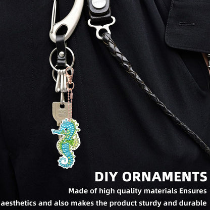 15pcs 2D Flat DIY Diamond Painting Keychain Double Sided Drill Keyrings (Animal)