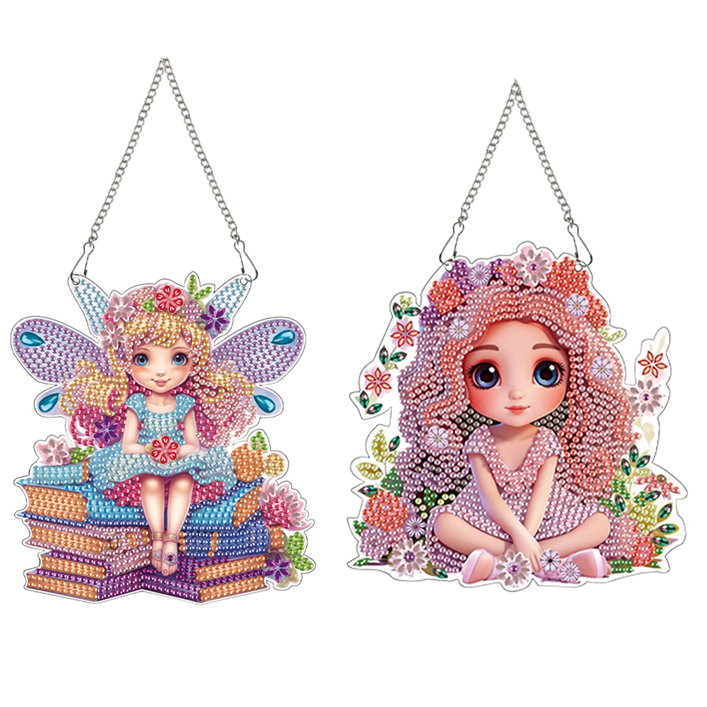2pcs Elf Girl 2D Flat DIY Diamond Painting Set Diamond Art Pendant Wall Decor