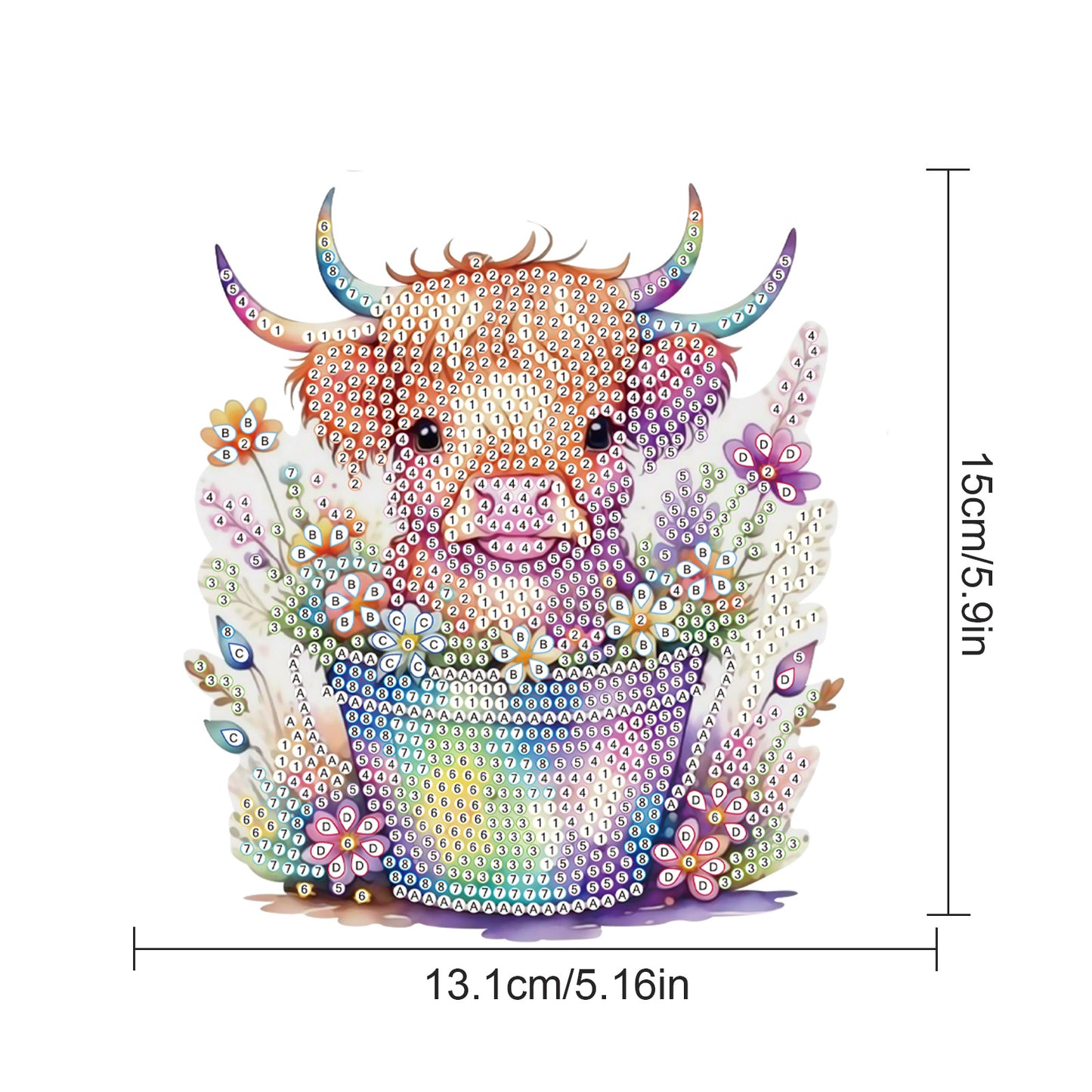 2pcs Yak 2D Flat DIY Diamond Painting Set Diamond Art Pendant Wall Decor