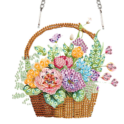 2pcs Flower Basket 2D Flat DIY Diamond Painting Set Diamond Art Pendant Decor