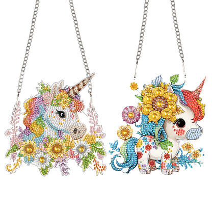 2pcs Unicorn 2D Flat DIY Diamond Painting Set Diamond Art Pendant Wall Decor