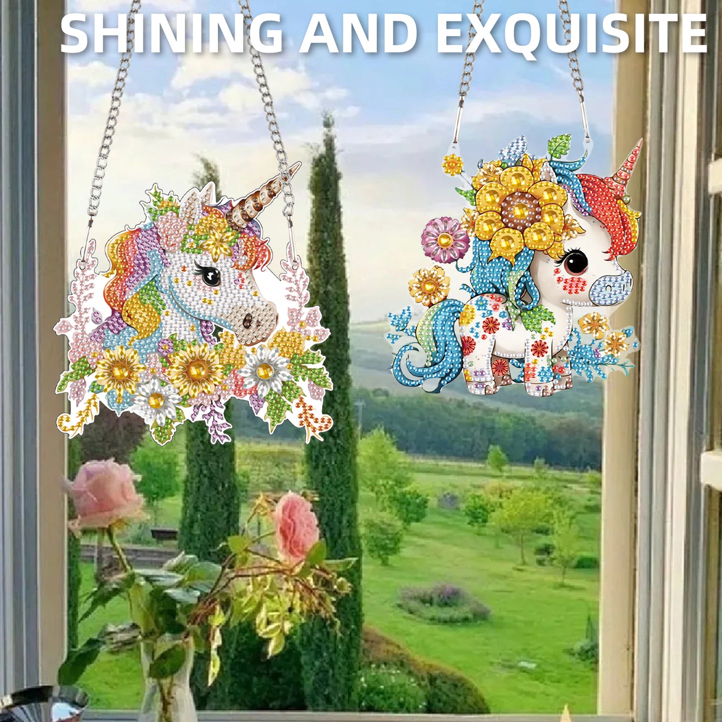 2pcs Unicorn 2D Flat DIY Diamond Painting Set Diamond Art Pendant Wall Decor