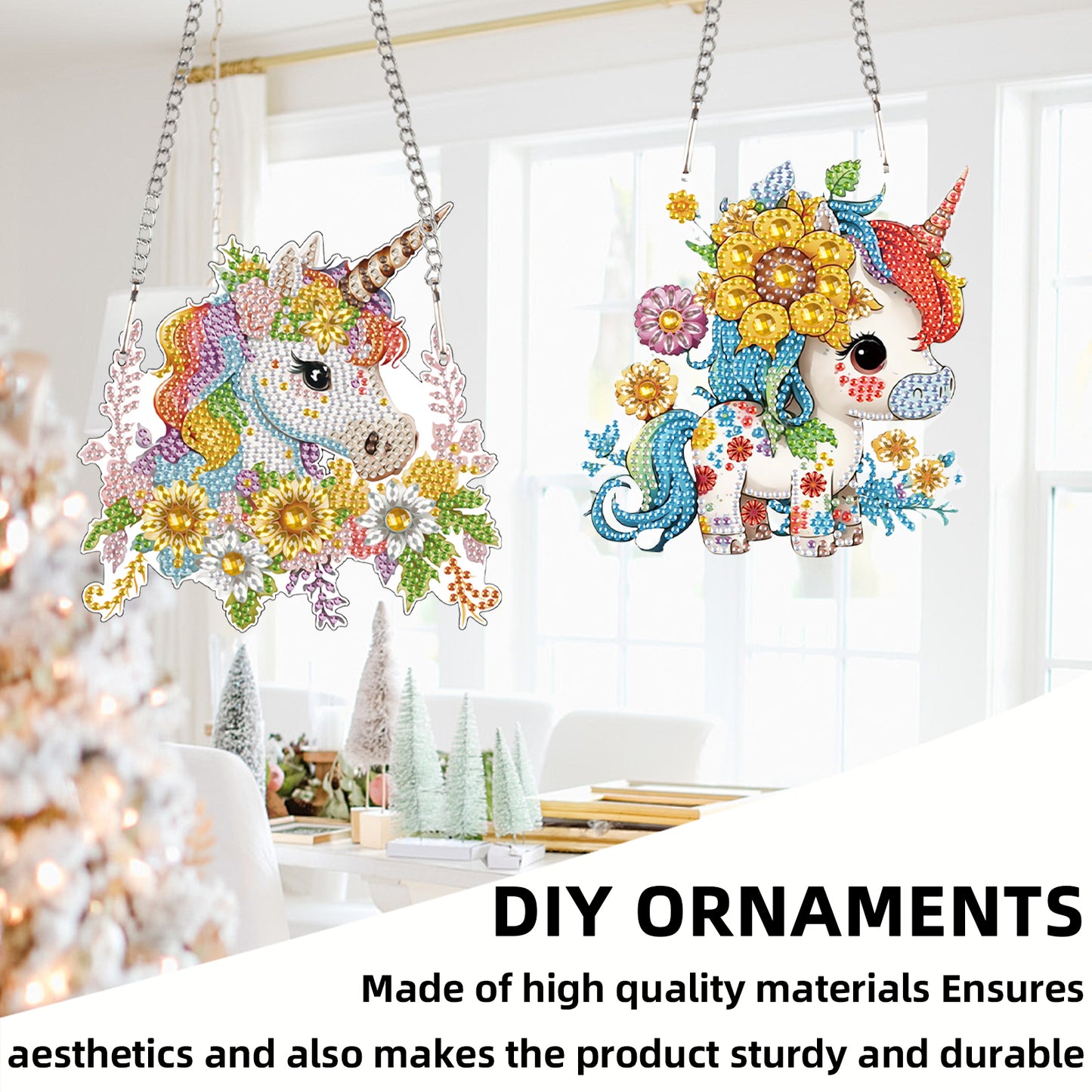 2pcs Unicorn 2D Flat DIY Diamond Painting Set Diamond Art Pendant Wall Decor