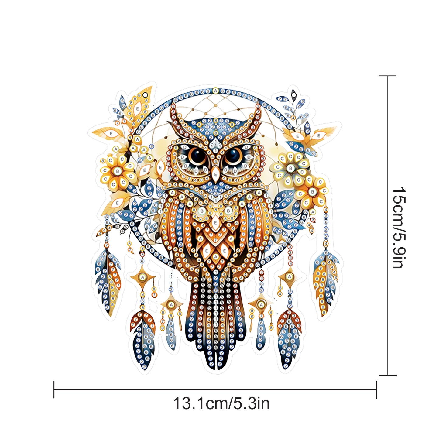 2pcs Owl 2D Flat DIY Diamond Painting Set Diamond Art Pendant Wall Door Decor