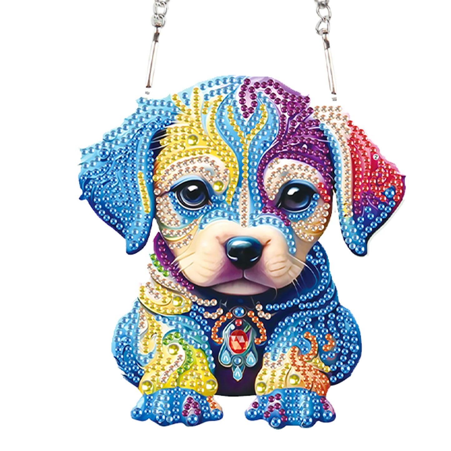 2pcs Dog Cat 2D Flat DIY Diamond Painting Set Diamond Art Pendant Wall Decor