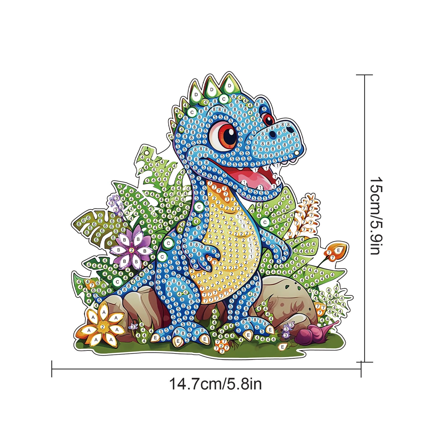 2pcs Dinosaur 2D Flat DIY Diamond Painting Set Diamond Art Pendant Wall Decor