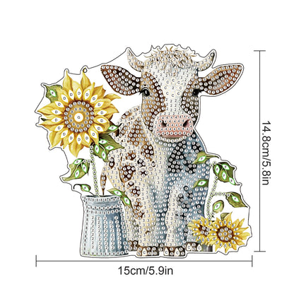 2pcs Cow 2D Flat DIY Diamond Painting Set Diamond Art Pendant Wall Door Decor