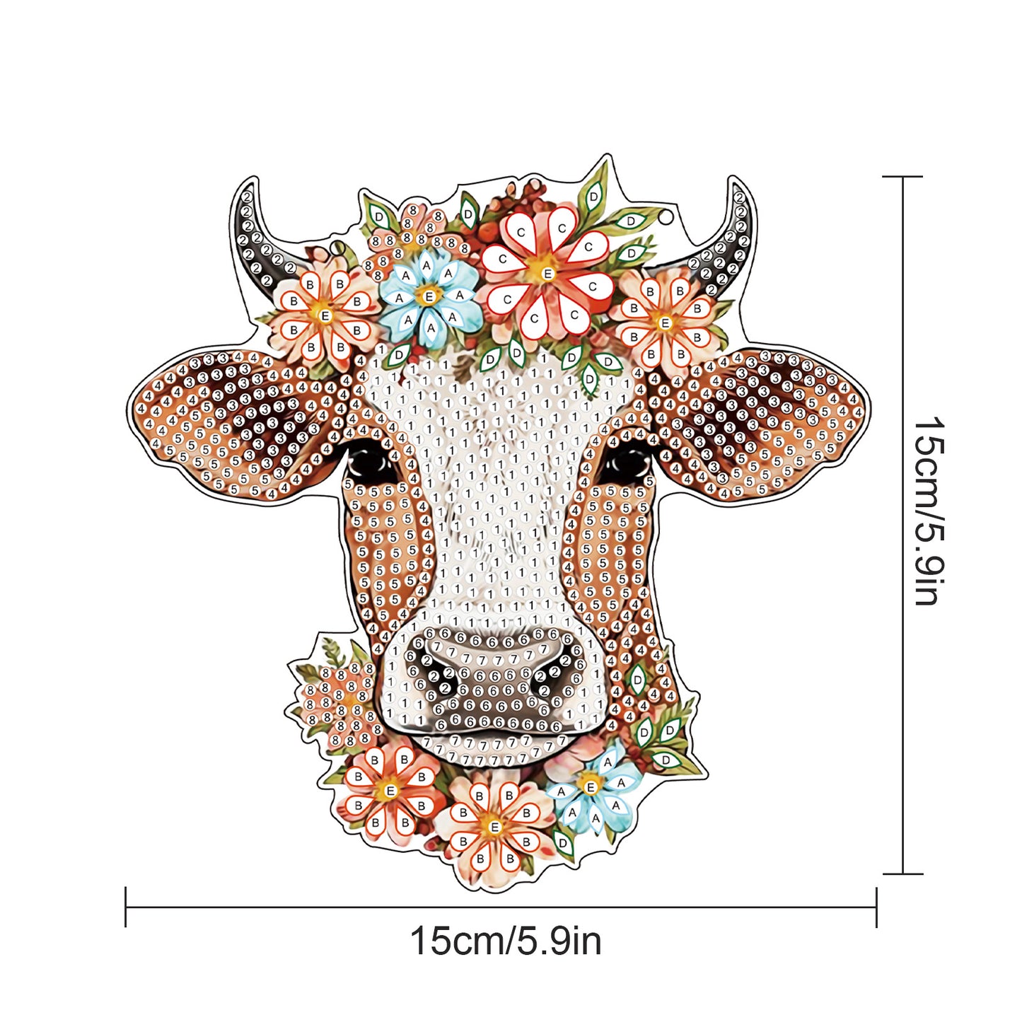 2pcs Cow 2D Flat DIY Diamond Painting Set Diamond Art Pendant Wall Door Decor