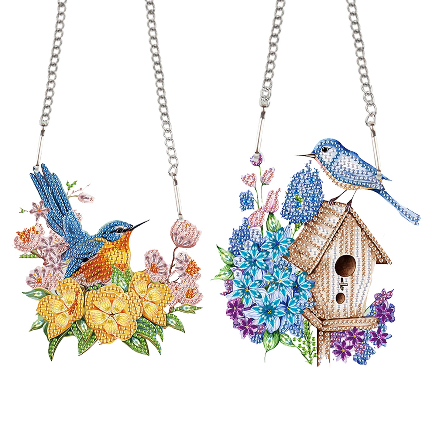 2pcs Flower Bird 2D Flat DIY Diamond Painting Set Diamond Art Pendant Wall Decor