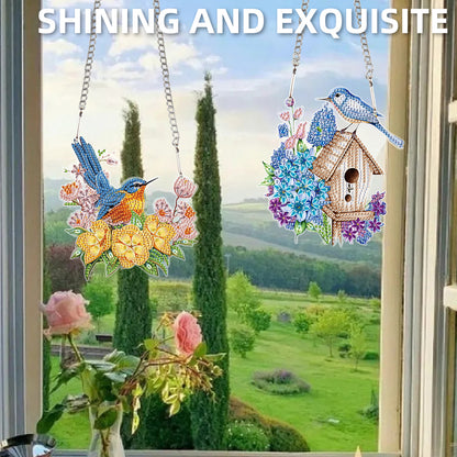 2pcs Flower Bird 2D Flat DIY Diamond Painting Set Diamond Art Pendant Wall Decor
