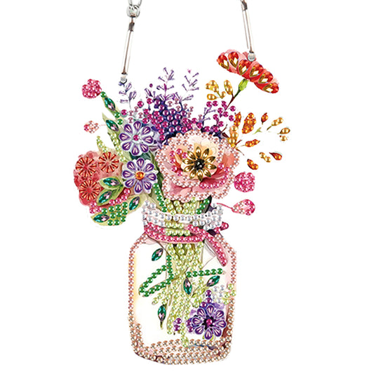 2pcs Flower Vase 2D Flat DIY Diamond Painting Set Diamond Art Pendant Wall Decor