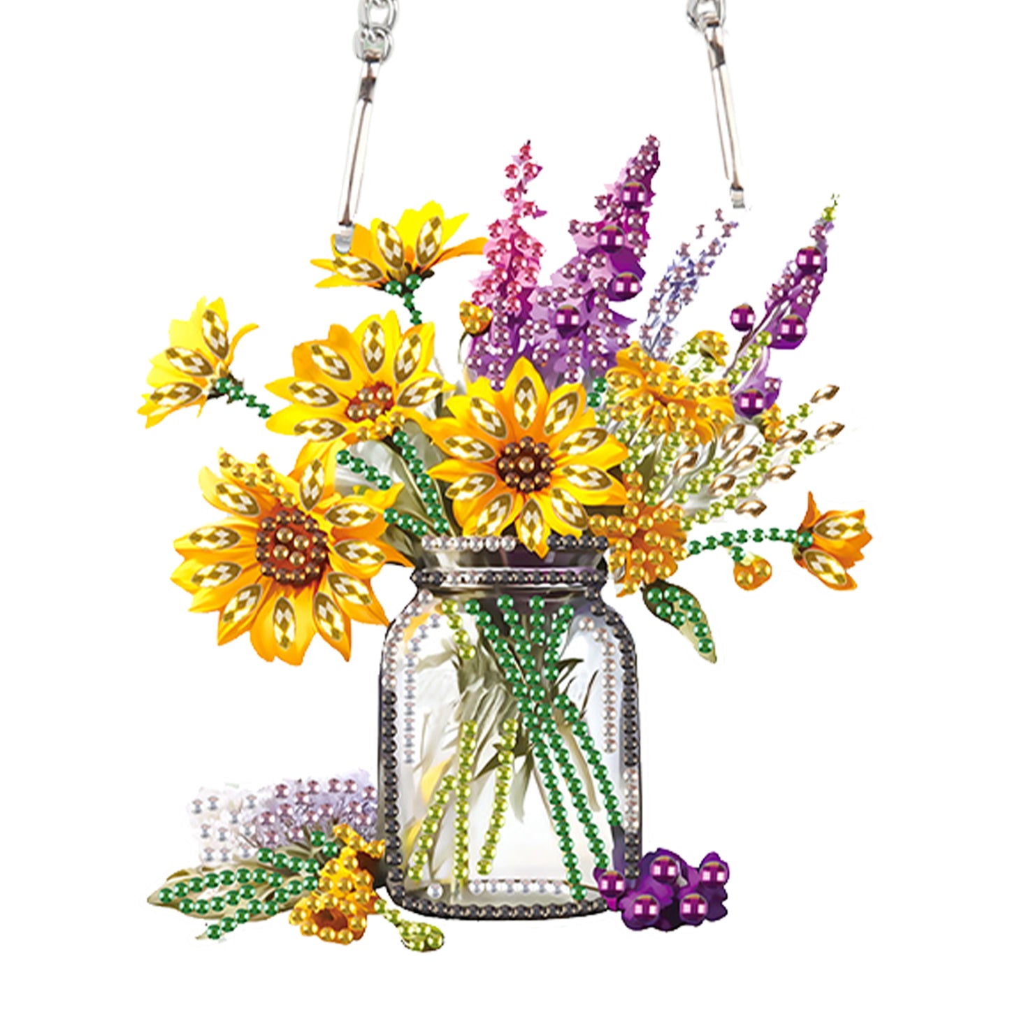 2pcs Flower Vase 2D Flat DIY Diamond Painting Set Diamond Art Pendant Wall Decor