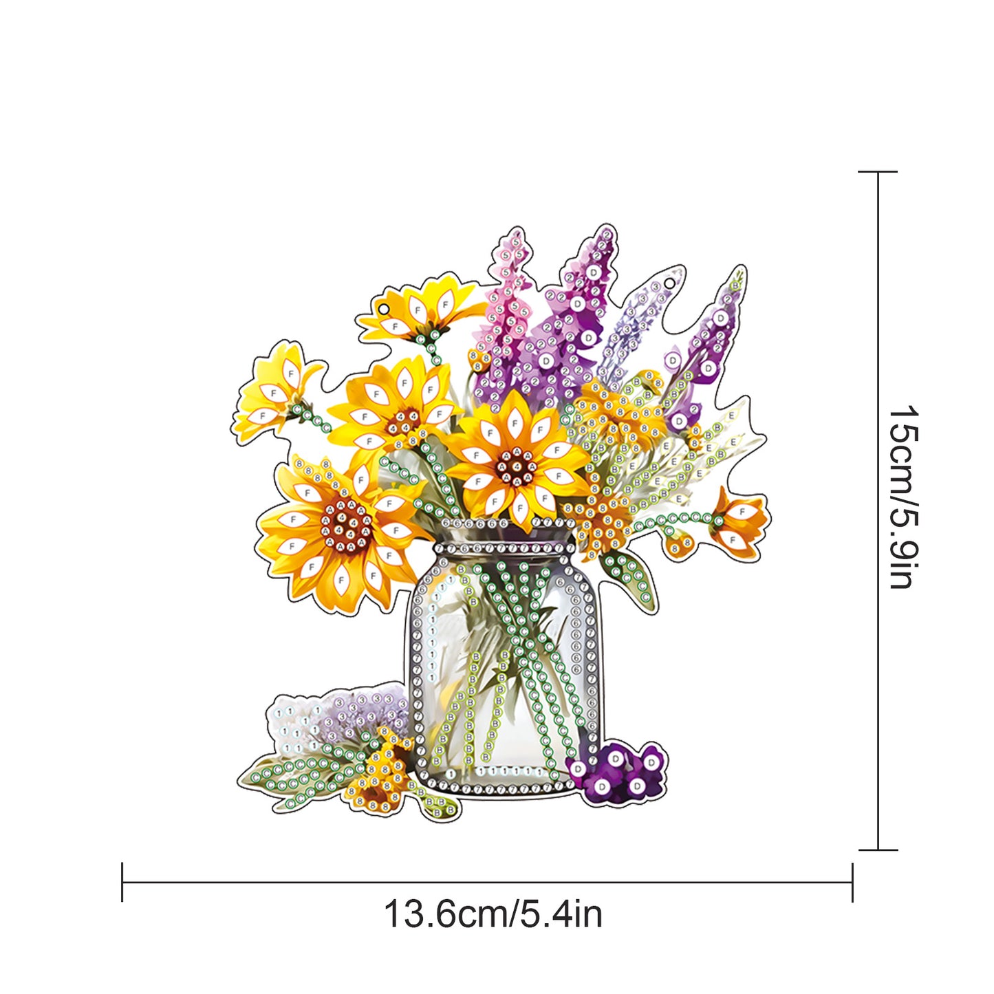 2pcs Flower Vase 2D Flat DIY Diamond Painting Set Diamond Art Pendant Wall Decor
