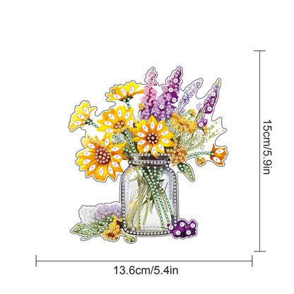 2pcs Flower Vase 2D Flat DIY Diamond Painting Set Diamond Art Pendant Wall Decor