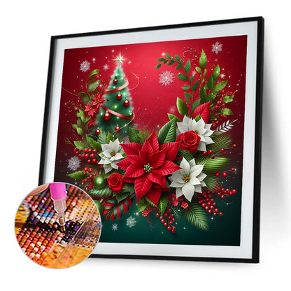 Christmas Poinsettia - Full Round Drill Diamond Painting 30*30CM