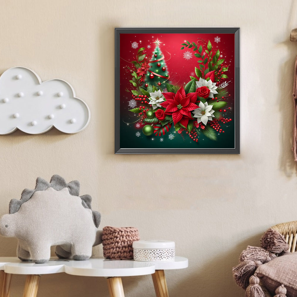 Christmas Poinsettia - Full Round Drill Diamond Painting 30*30CM