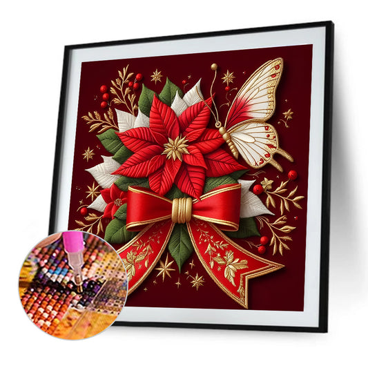 Christmas Poinsettia - Full Round Drill Diamond Painting 30*30CM