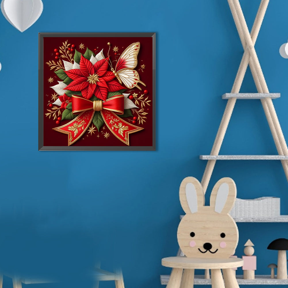 Christmas Poinsettia - Full Round Drill Diamond Painting 30*30CM