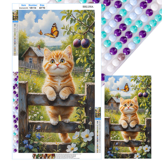 Cat - Full Round Drill Diamond Painting 40*70CM