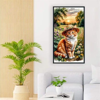 Cat And Sunset - Full Round Drill Diamond Painting 40*70CM