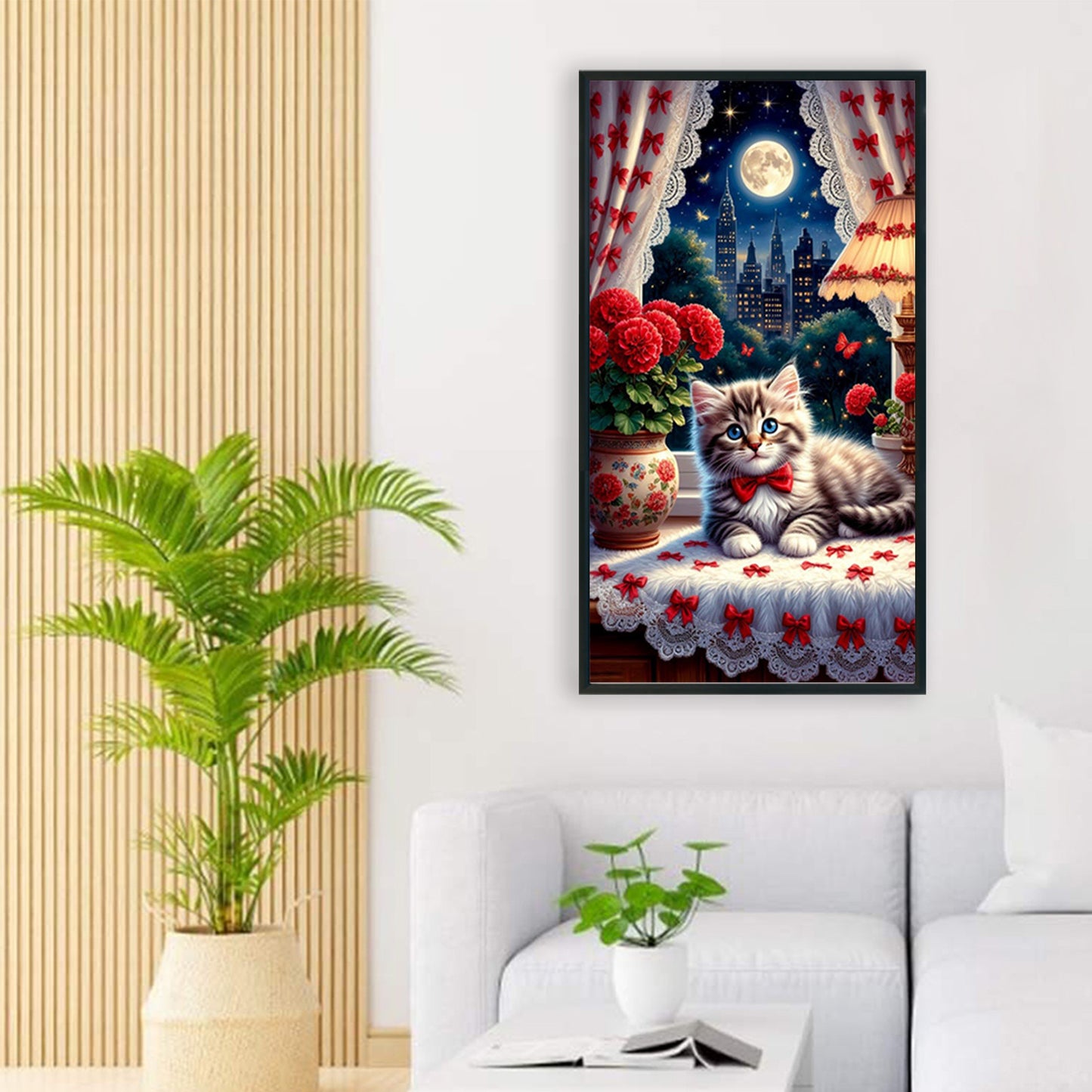 Cat On Windowsill - Full Round Drill Diamond Painting 40*70CM