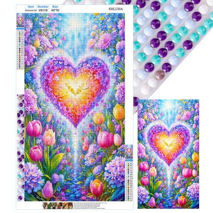 Flowers And Hearts - Full Round Drill Diamond Painting 40*70CM