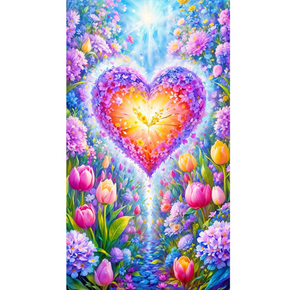 Flowers And Hearts - Full Round Drill Diamond Painting 40*70CM