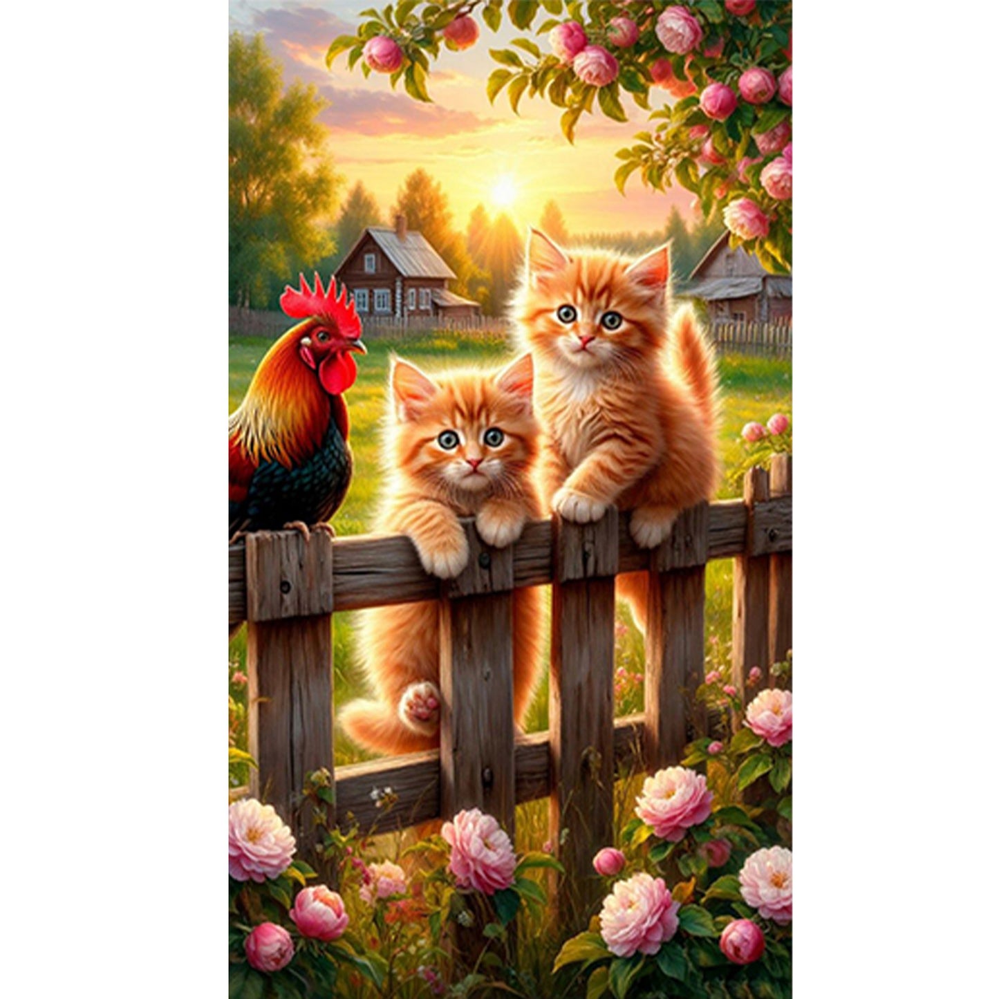 Cat And Chicken - Full Round Drill Diamond Painting 40*70CM