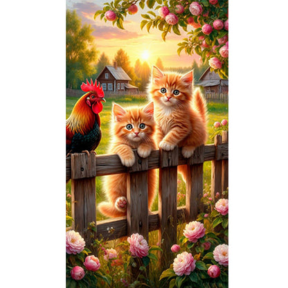 Cat And Chicken - Full Round Drill Diamond Painting 40*70CM