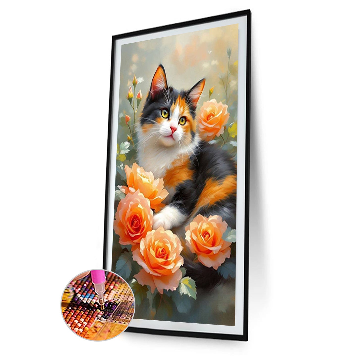 Cat And Flower - Full Round Drill Diamond Painting 40*70CM
