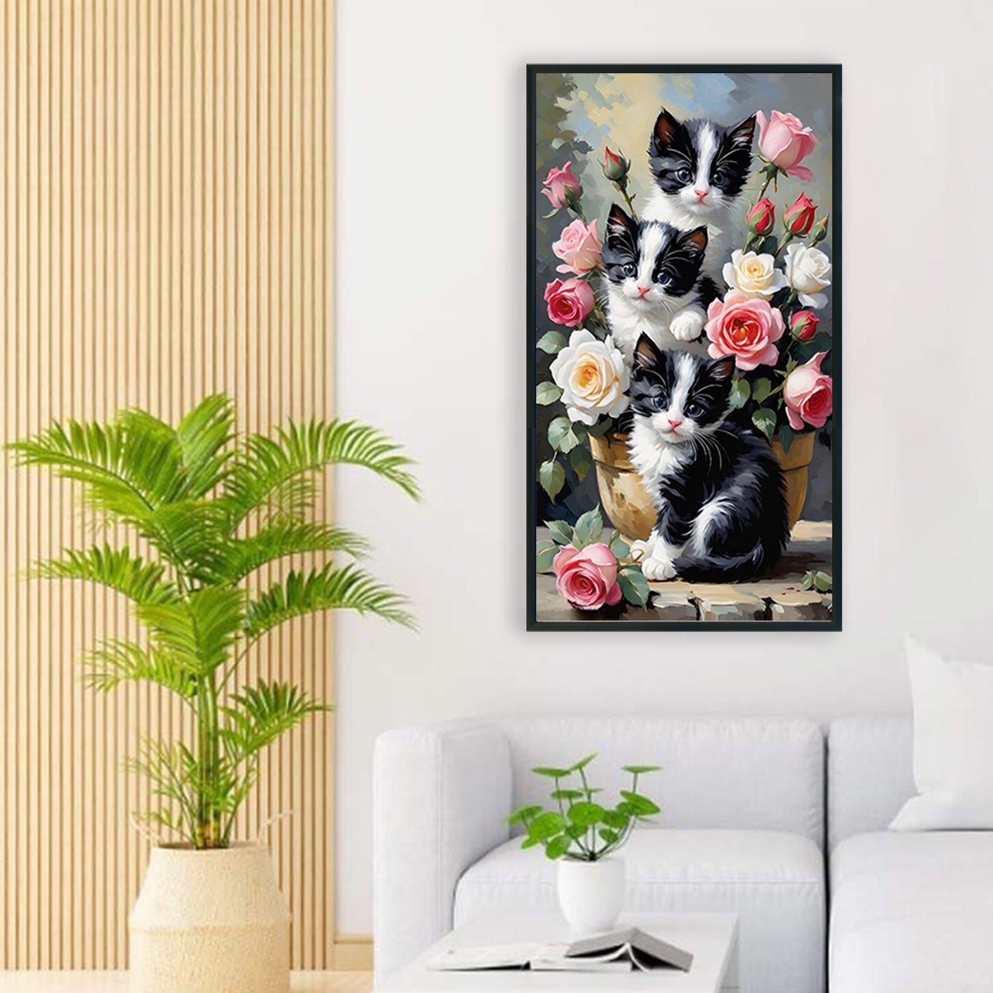 Cat And Flower - Full Round Drill Diamond Painting 40*70CM