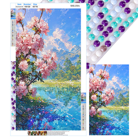 Flowers And Snowy Mountains - Full Round Drill Diamond Painting 40*70CM