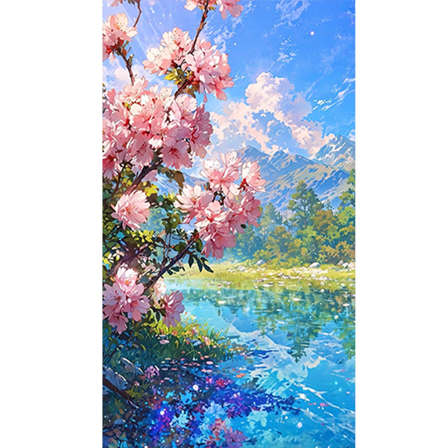 Flowers And Snowy Mountains - Full Round Drill Diamond Painting 40*70CM