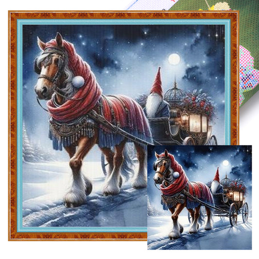 Christmas Carriage - 11CT Stamped Cross Stitch 40*40CM