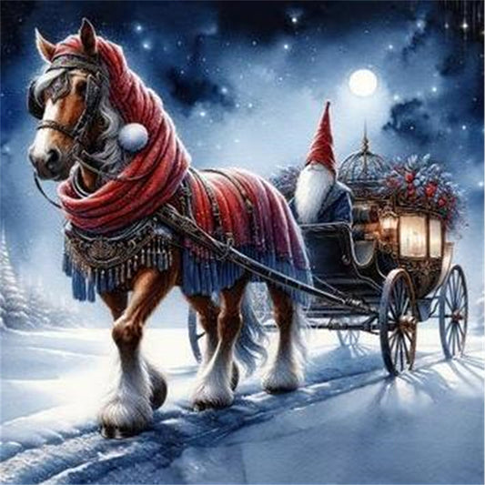 Christmas Carriage - 11CT Stamped Cross Stitch 40*40CM