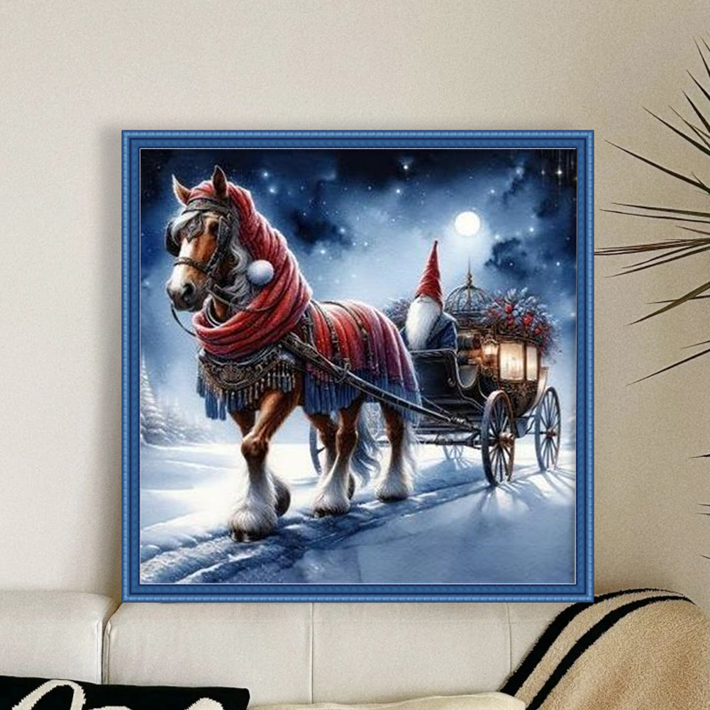 Christmas Carriage - 11CT Stamped Cross Stitch 40*40CM