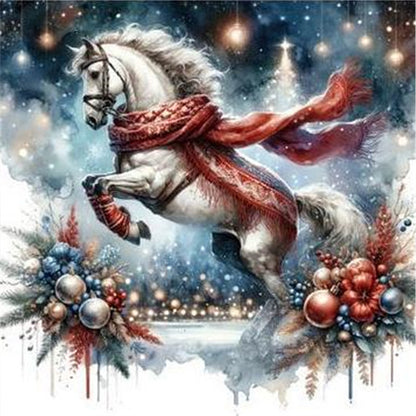 Leaping White Horse - 11CT Stamped Cross Stitch 40*40CM
