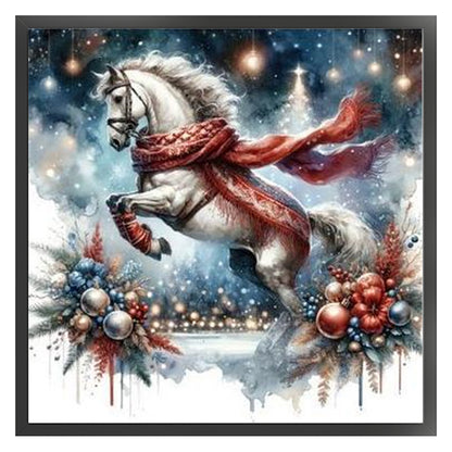 Leaping White Horse - 11CT Stamped Cross Stitch 40*40CM