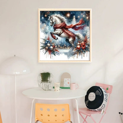Leaping White Horse - 11CT Stamped Cross Stitch 40*40CM