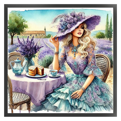 Woman Having Afternoon Tea - 11CT Stamped Cross Stitch 40*40CM