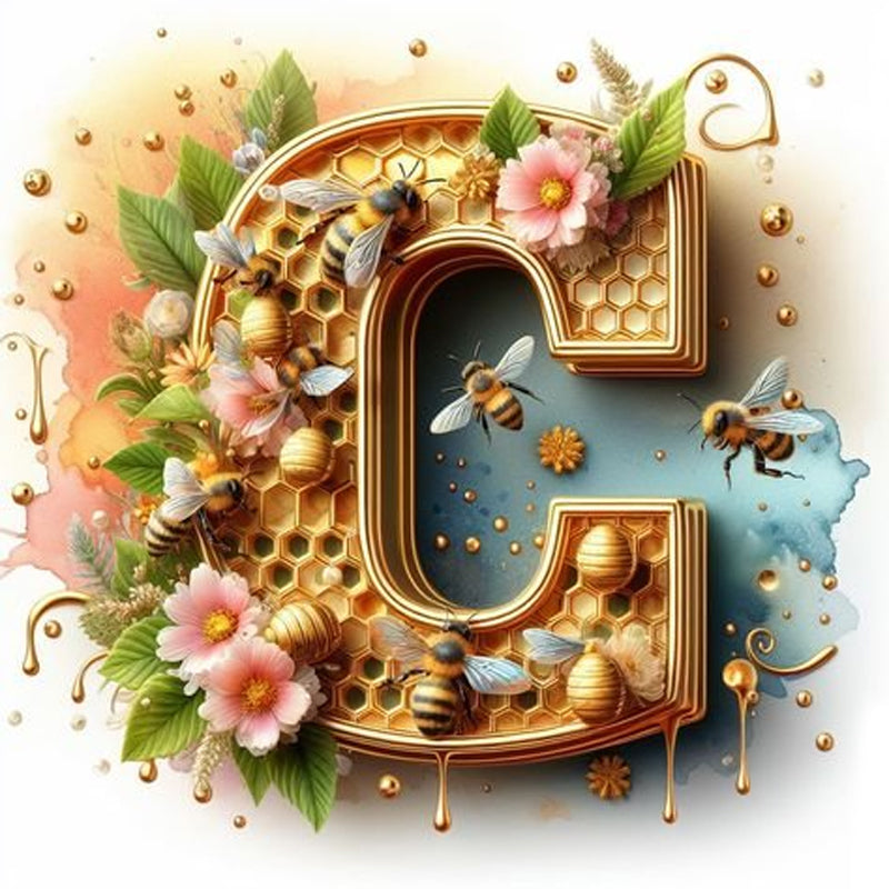The Letter C With A Bee - Full Round Drill Diamond Painting 30*30CM