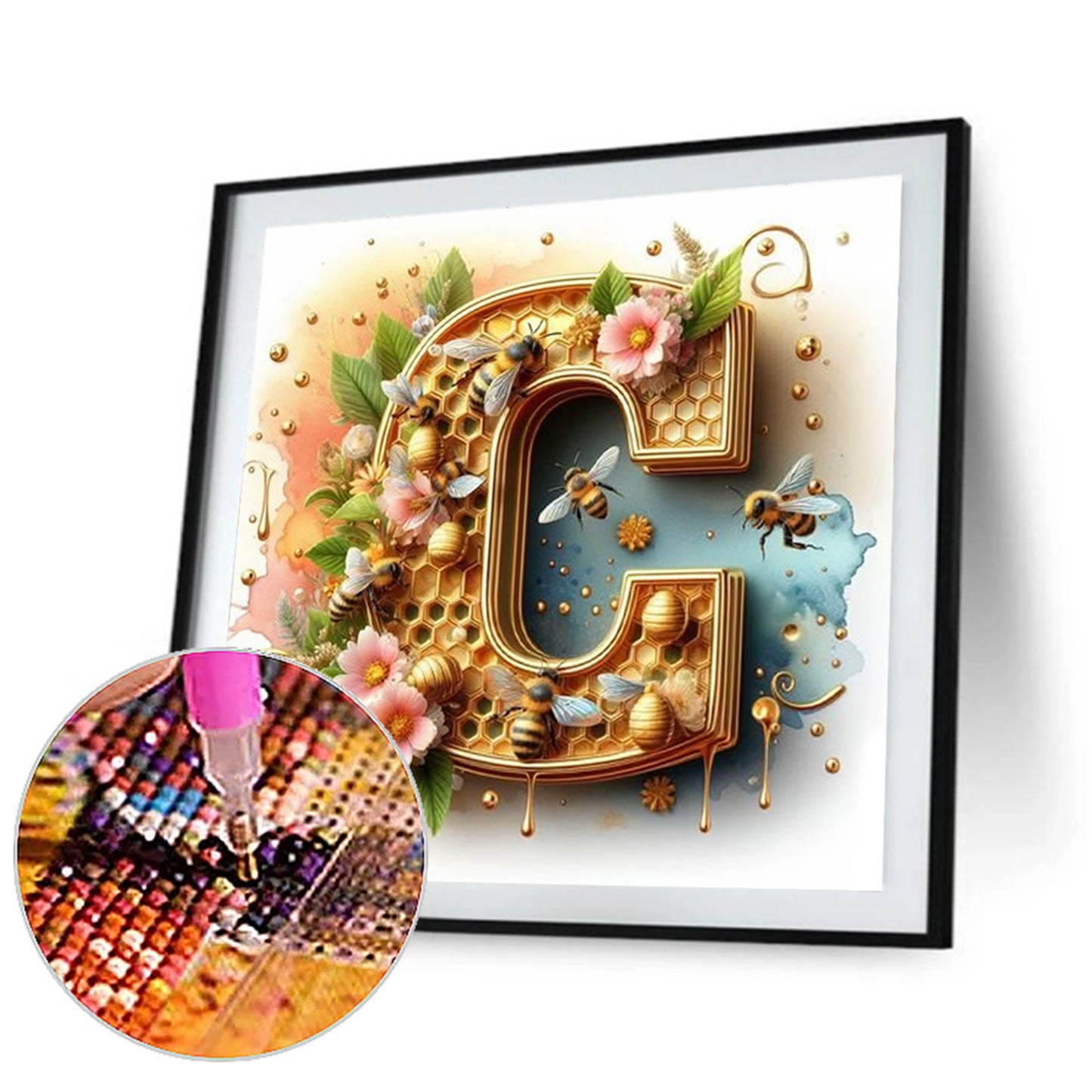 The Letter C With A Bee - Full Round Drill Diamond Painting 30*30CM